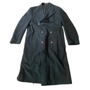 Lauren Ralph Lauren Black Wool Double-Breasted Overcoat Size 42 Long
